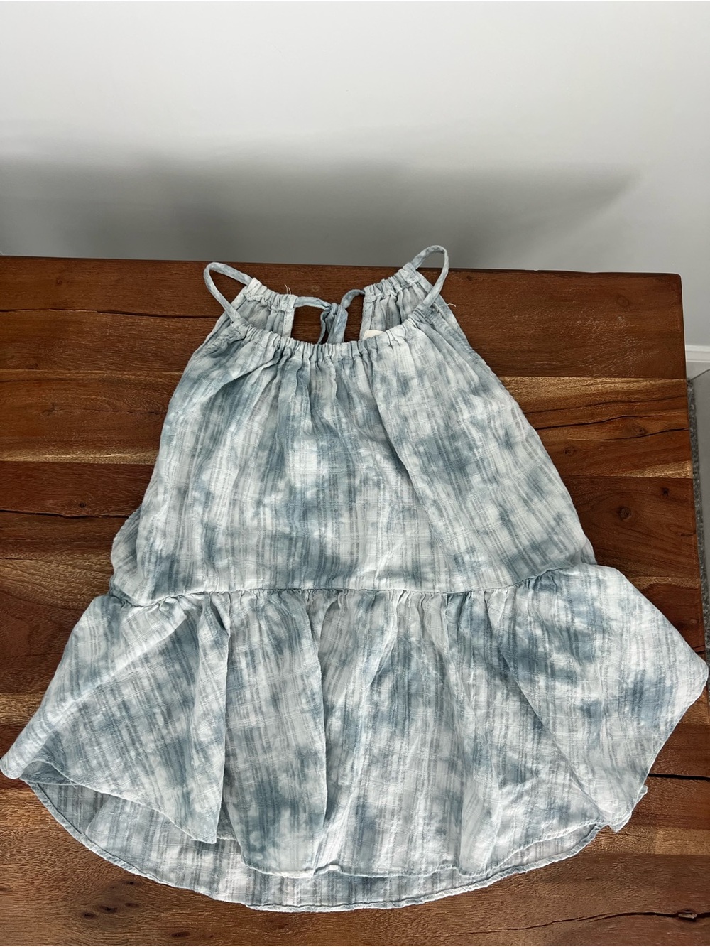Women’s  Tie-Dye Blue-Gray Ruffle Top